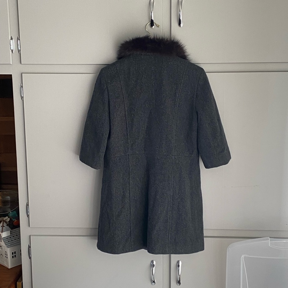 Searle Charcoal Pea Coat with Fur Collar - Picture 6 of 8